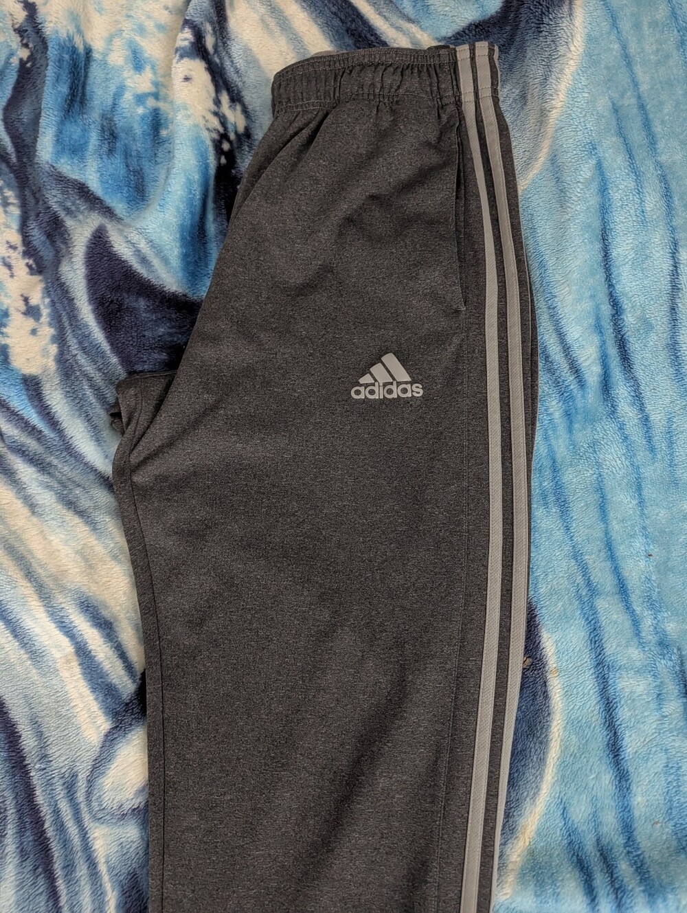 adidas Dark Gray Track Pants with Light Gray Stripes